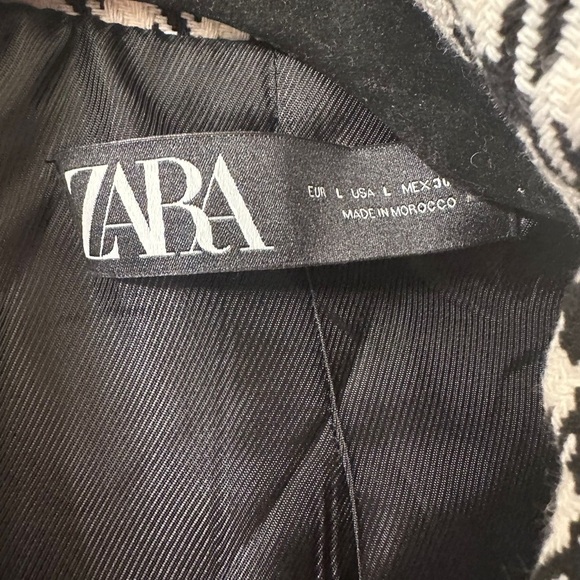 ZARA Houndstooth Tweed Blazer Jacket Size L - Picture 8 of 8
